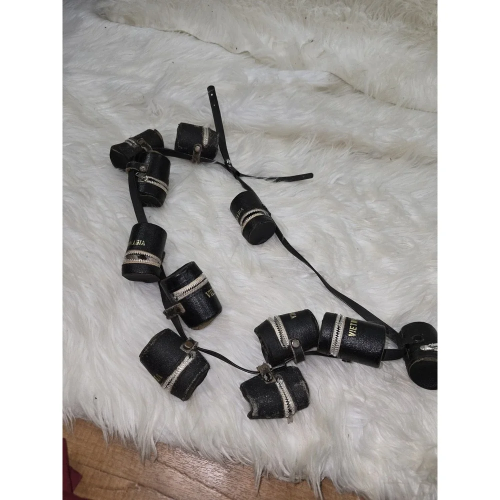 11 Vintage Sm1960's Black Leather 35mm Film Roll Holder Canister Case Zippered